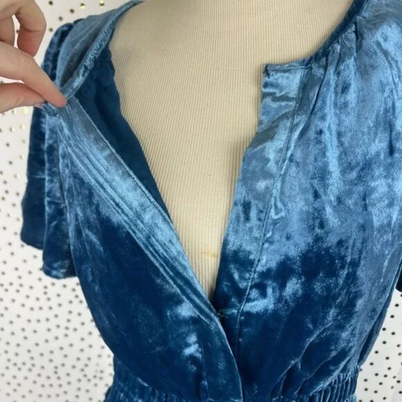 Anthropologie Blue Velvet Mini Dress - Picture 8 of 12